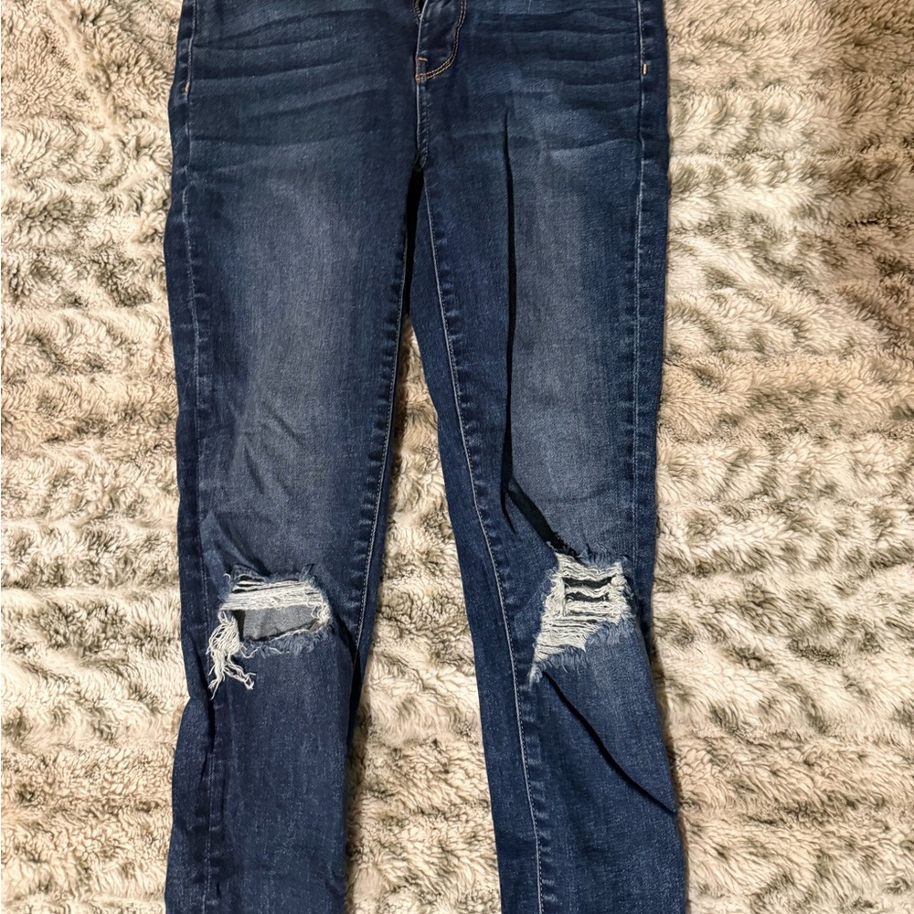 American Eagle Outfitters Dark Blue Ripped Skinny Jeans